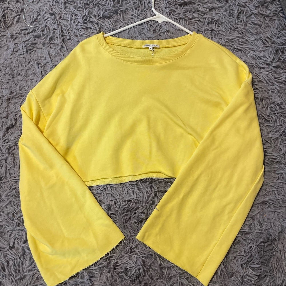 Yellow sweatshirt crop top